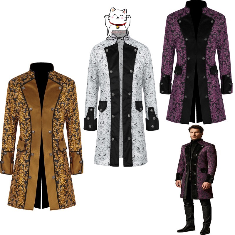 Men'S Fashion Easter - Cappotto medievale da uomo tinta unita,