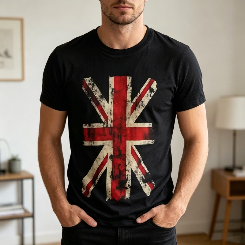 Men'S Fashion Uk - T-shirt con grafica Union Jack, stampa