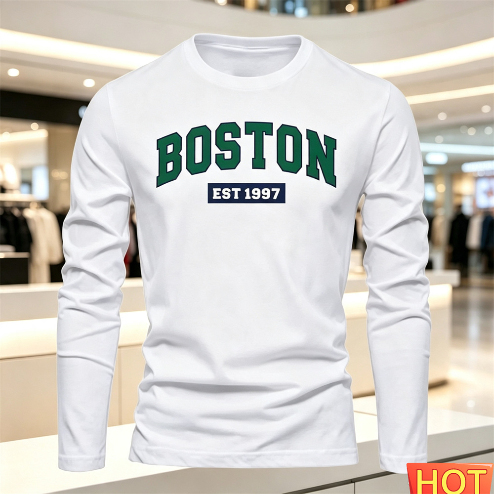 Men'S Spring Fashion - T-shirt a maniche lunghe da uomo