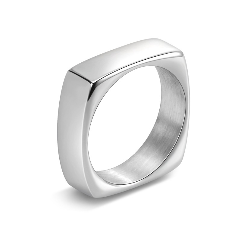 Men'S Fashion Easter - Anello quadrato in acciaio al titanio