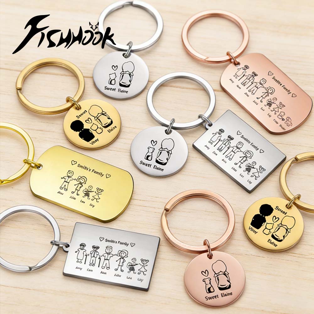Men'S Fashion Gold Chain - Portachiavi Personalizzato per Famiglia, Anello Portachiavi