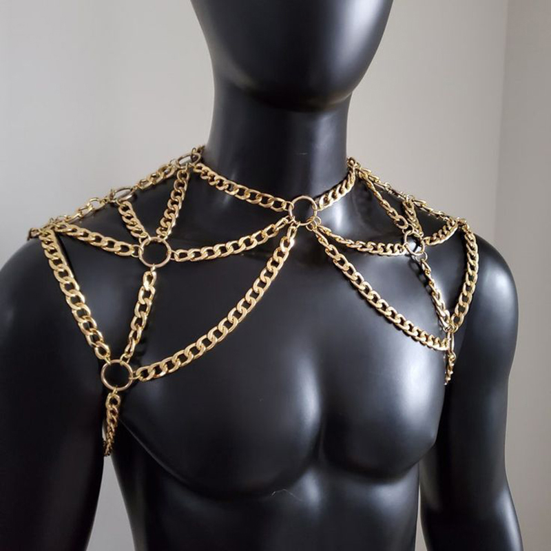 Men'S Fashion Gold Chain - Punk Uomo Spalla Corpo Catena Indietro
