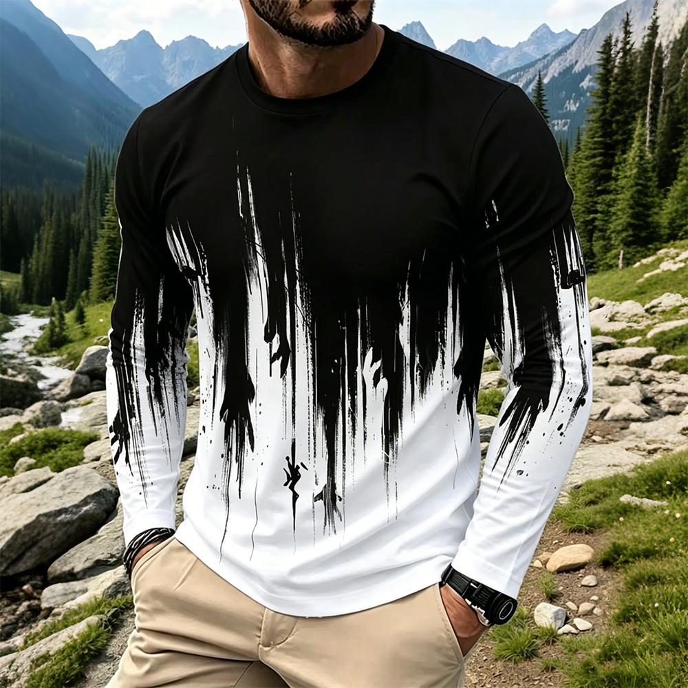 Men'S Spring Fashion - T-shirt a maniche lunghe da uomo